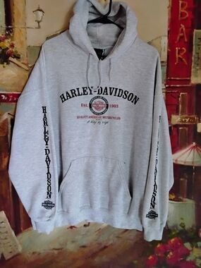 Vintage Harley-Davidson Hoodie Sleeve Logos